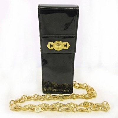 Gianni Versace Small Shoulder Pochette Bag Chain Strap Black Auth From Japan