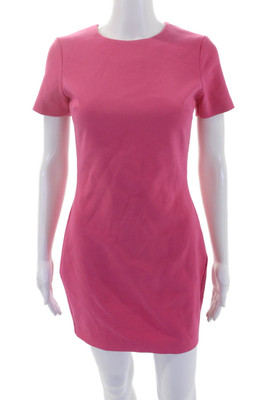 Likely Womens Textured Short Sleeve Lined High Neck Pencil Dress Pink Size 2