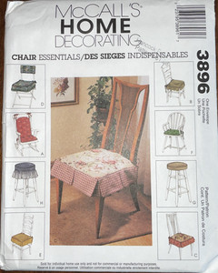 Sewing Pattern #3896 Chair & Stool Covers Eight Designs Factory Fold