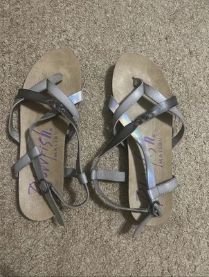 Blowfish Malibu Womens Multi-Color Iridescent Slingback Leather Sandals Size 7 