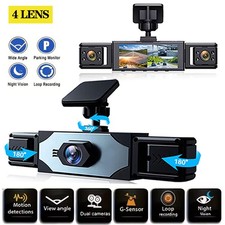 Dash Cam 4-Channel Record 1080P Car DVR Rear View Mirror Video Recorder Camera