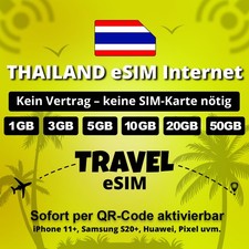 Thailand Travel eSIM Internet 1GB – 50GB | 5G | Sofort per QR aktivierbar