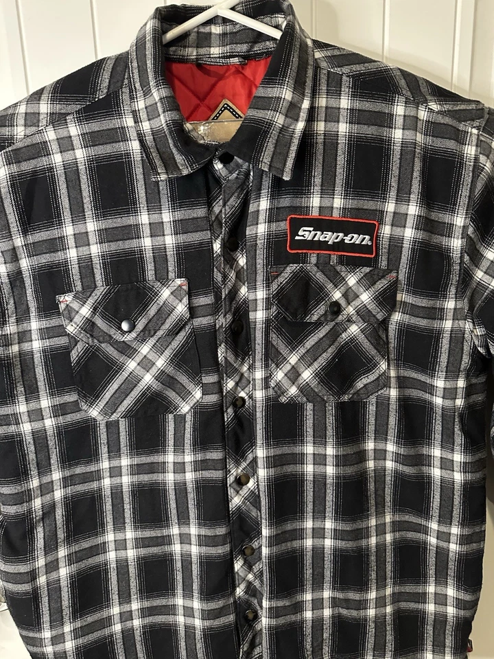 Sawbuck HACKERT SNAP-ON Tools Mens 2XL Quilted Lined Flannel Jacket Choko - Image 3 of 4