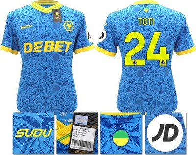 BNWT 2025/2026 WOLVES F.C.  SUDU THIRD SHIRT TOTI 24/SMALL