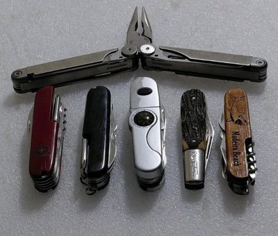 Pocket Multi Tool Assorted Lot Of 6 Pcs.Leatherman Wave ,Mark Twain Barlow More
