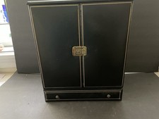 black leatherette jewelry chest unisex red lining vintage Bond St