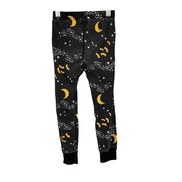 Hanna Andersson Organic Cotton Pajamas Size 4 Black Moon Stars Halloween Bats - Image 4 of 4