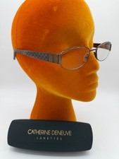 Catherine Deneuve Lunettes Glasses  Case Brown Metal Frame GC Preowned Vintage