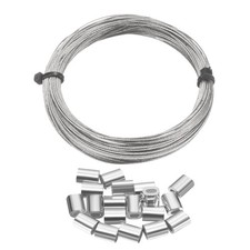 50ft 15M 0.5mm Stainless Steel Wire Rope 7x7 Strand with 20pcs Loop Sleeves