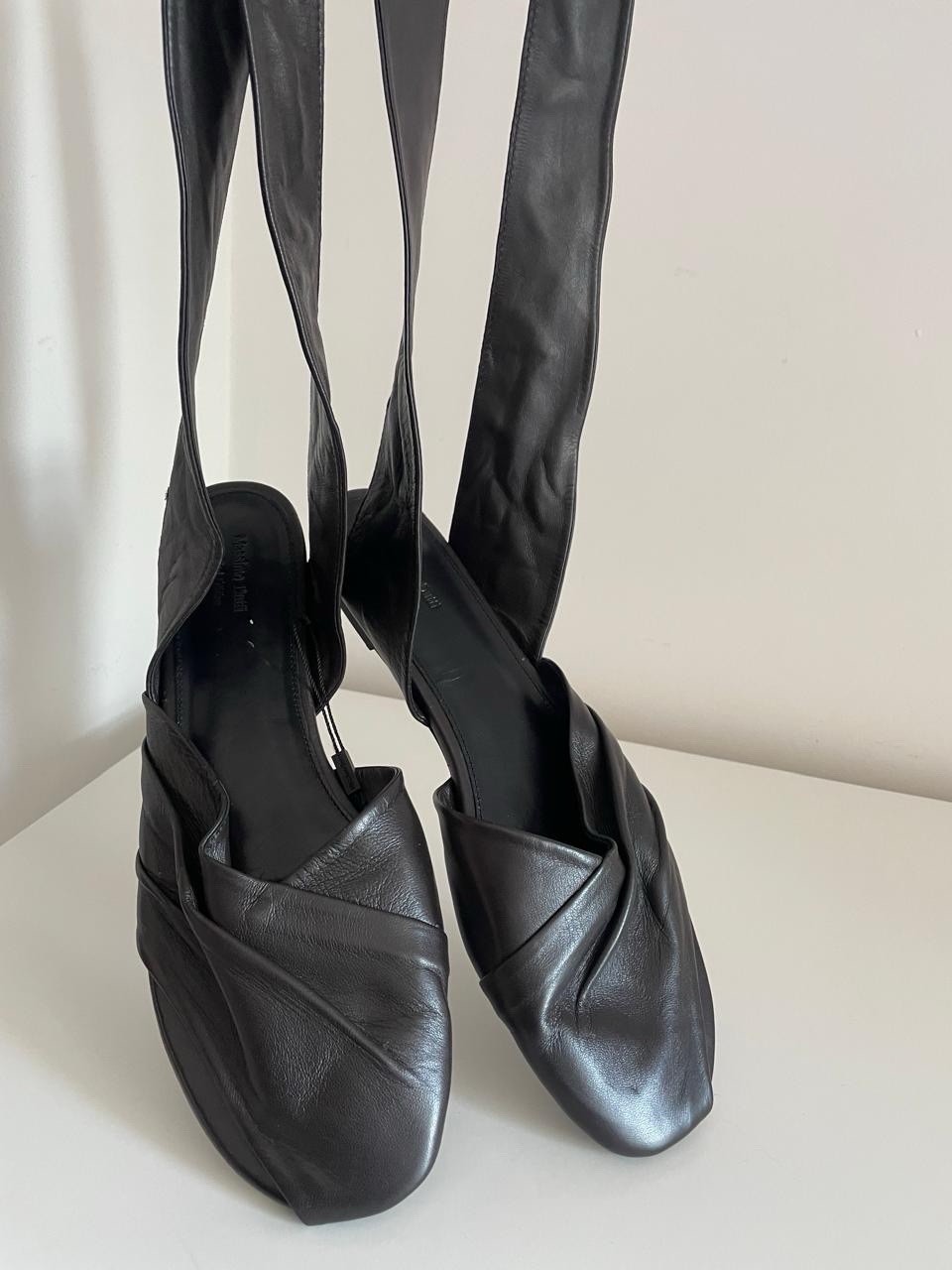 MASSIMO DUTTI BROWN TIED LEATHER BALLET FLATS SIZE 41 BRAND NEW image 2