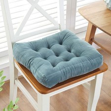 Velvet Square Chair Pad Soft Plush Washable Dining Room Seat Cushion Blue 18x18