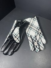 Women's Patterned Knit Gloves with Leather Palm Cuff - New
