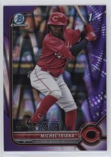 2022 Bowman Chrome Prospects Purple RayWave Refractor 186/250 Michel Triana 9hx