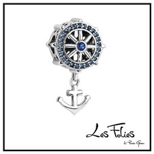 Charm Timone Ancora Zirconi Blu in argento 925 - Les Folies