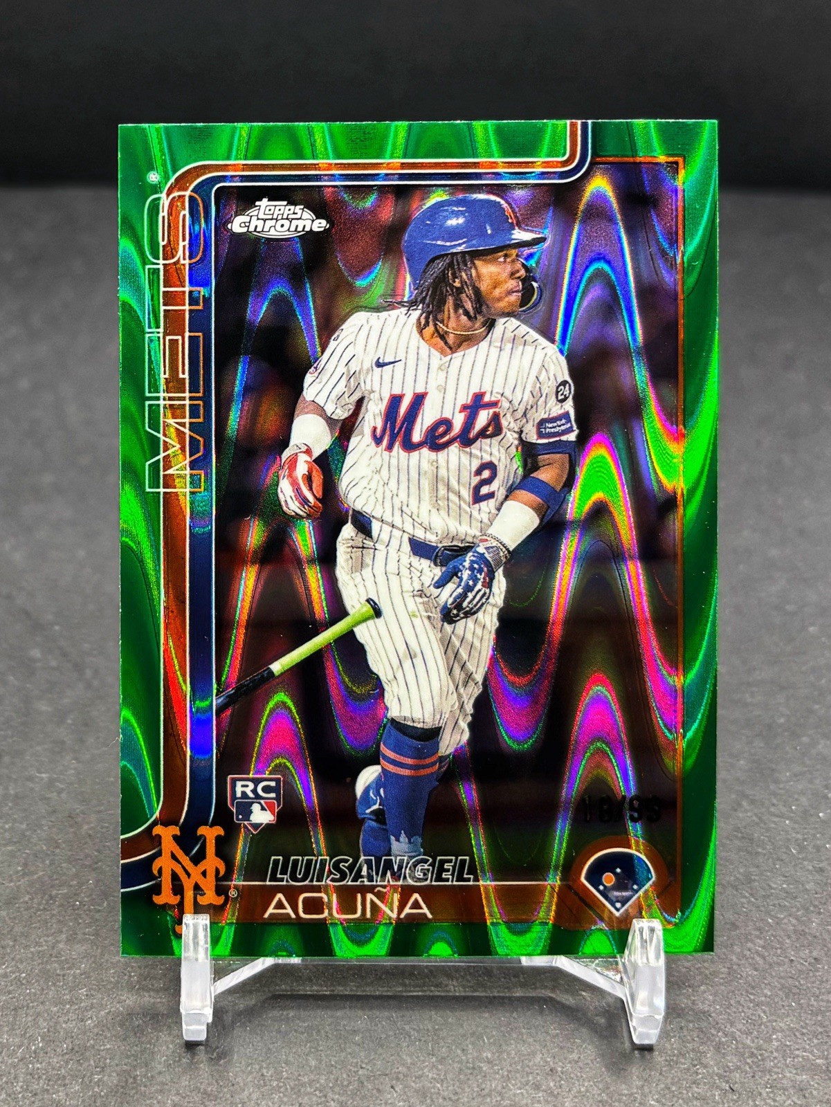2025 Topps Chrome - LUISANGEL ACUNA - RC Rookie Green Raywave #/99 - NY Mets #56