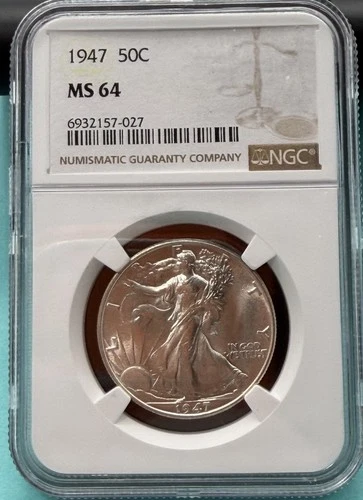 1947 50C Walking Liberty Half Dollar NGC MS64 Excellent Coin