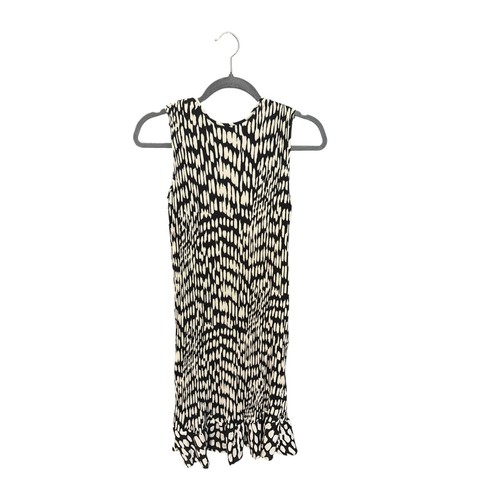 Chico’s Black Label Sz 6 Sleeveless Pleated Ruffle Hem Abstract Dress NWOT - Picture 5 of 12