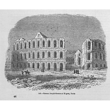 TUNISIA The Roman Amphitheatre at El-gem - Antique Print 1851