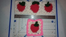 Handmade Crocheted Strawberry Granny Square Coasters Lot Of FOUR 4