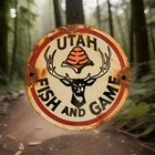 Vintage Utah Fish & Game Porcelain Sign US Forestry National Park Service Smokey