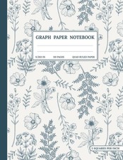 Graph Paper Composition Notebook: Quad Ruled 5x5 Vintage Blue Flowers Nature Pat