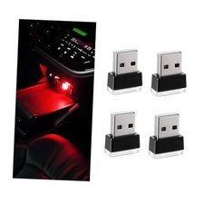 4 PCS USB LED Car Interior Atmosphere Lamp, Portable Mini LED Night Red-4PCS