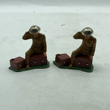 2x 1930's Barclay Manoil Lead Soldier Radio Operator With Metal Hat no Antenna 5