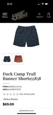 Duck Camp. Trail Runner Short. Black. Size Large. Athletic