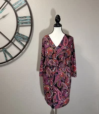 Trina Turk Dress Multicolor Paisley 3/4 Sleeve Size S NWOT