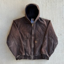 Carhartt J130 DKB faded brown hooded work wear jacket Large