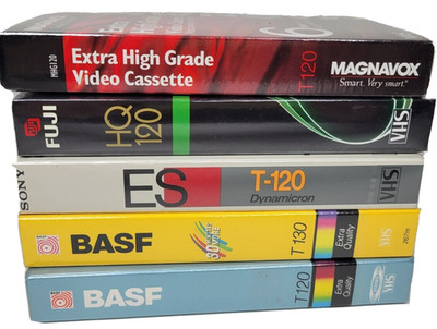 VHS Tapes Individually SEALED Sony BASF Fuji Magnavox NEW Mixed Lot of 5 Blanks