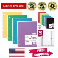 70 Sheet Wide Ruled Spiral Notebooks, 4 Pack - Colors Vary for Fun Learning