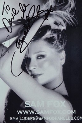 Seltene Seite 3 Mädchen Samantha Fox signiert/personalisiert Foto 10x14cm