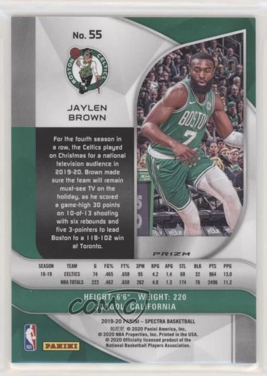 2019-20 Panini Spectra Silver Prizm Jaylen Brown #55 - Image 2 of 2