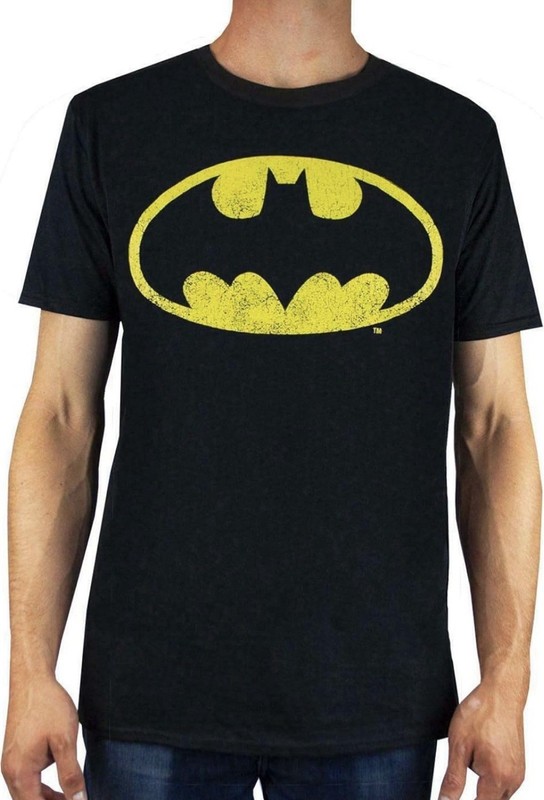 Batman Distressed Bat Signal Men's Black Short Sleeve
