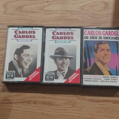 Carlos Gardel El Inmortal Vol 1 & 2 + 100 Años de Emociones Cassette Lot