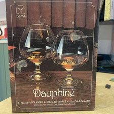 Retro Vintage Set of 4 Dema Dauphine Cognac Brandy Fine Glasses England w/ Box