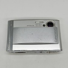 Sony Cybershot DSC-T5 5.1MP 3x Zoom Digital Camera Silver Charger Tested Working
