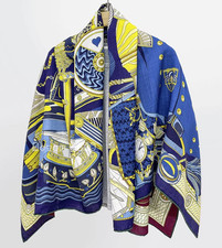 70 cashmere 30 silk museum double side printed square Wrap shawl 130X130cm new