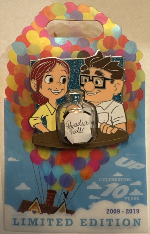 Pixar Up 10th Anniversary Disney Pin Carl And Ellie Paradise Falls Jar LE 3000 B