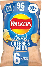 Walkers Baked Cheese & Onion Multipack Snacks Crisps 6 x 22g 22 g (Pack of 6)