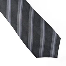 Alfani Men's Florence Stripe Tie Necktie Slim Modern 2 3/4" Black Gray