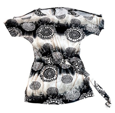 Nico LA Mandala Print Batwing Top NWT Size 8 Black White Tie Waist Boho Ethnic