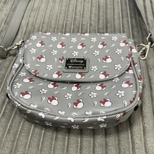 Loungefly Minnie Mouse Purse Disney Gray All Over Print Shoulder Tote Carryall