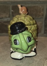 Vintage Tortoise & Snail Turtle Ceramic Snack COOKIE JAR Canister Hand Painted 