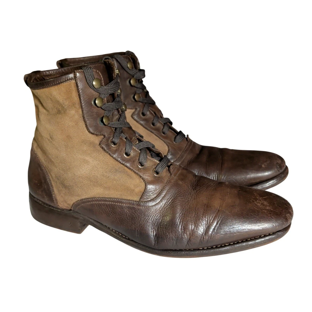 John Varvatos Boots Mens 10  Brown Leather Hand Made Italy John Varvatos Leather Upper Ankle Boots for Men for Sale  main image 3
