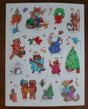Vintage Hallmark Christmas Nativity sticker sheet, cute woodland animals, unused