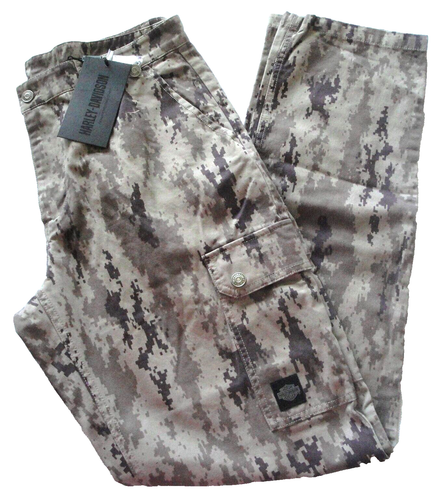 NWT $110 Men's HARLEY DAVIDSON The Trooper CARGO PANTS Camo BIKER Rugged 36x36