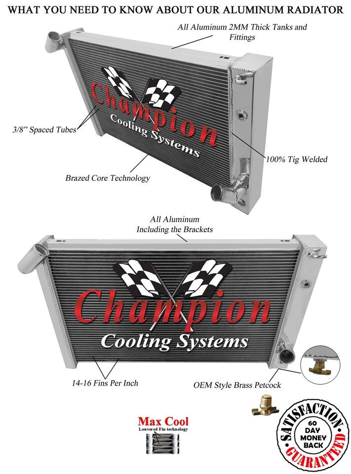 1969-1972 Chevrolet Corvette Big Block All Aluminum 3 Row KR Champion Radiator Foto 3 de 4