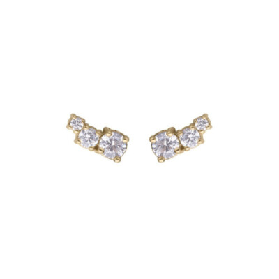 Boucles D'oreilles En Zirconium Plaqué Or 18 Carats - Sans Nickel - Neuf Avec étiquettes